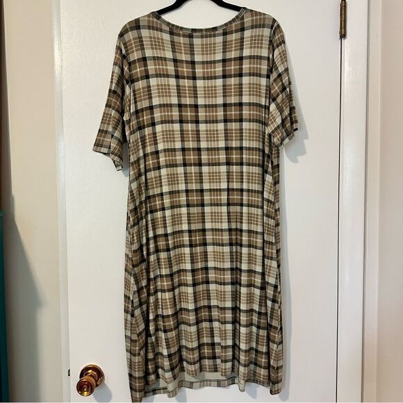 Kate Quinn Women’s Dress Ranch Plaid Bamboo Short Sleeves Scoop Neck Size Small - Picture 2 of 5
